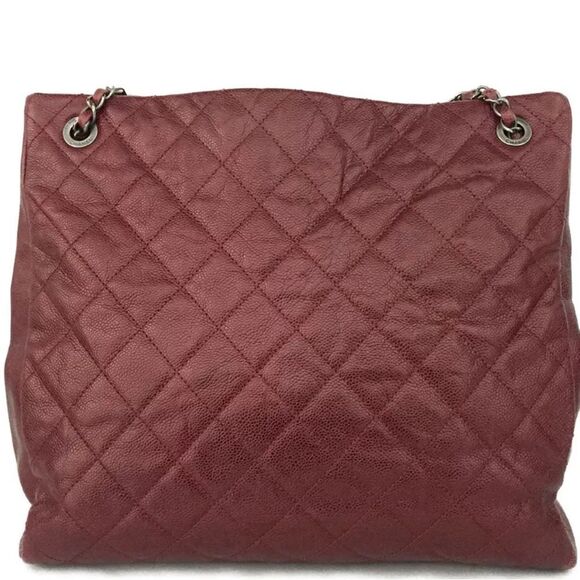 Auth Chanel Quilted Matelasse CC Charm Caviar City Shopper Tote Bag Bordeaux - Picture 7 of 13